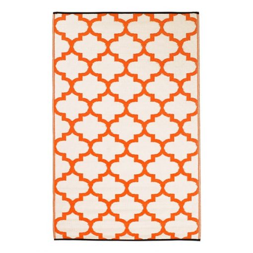 Fab Hab Tangier Outdoor Rug in Carrot & White