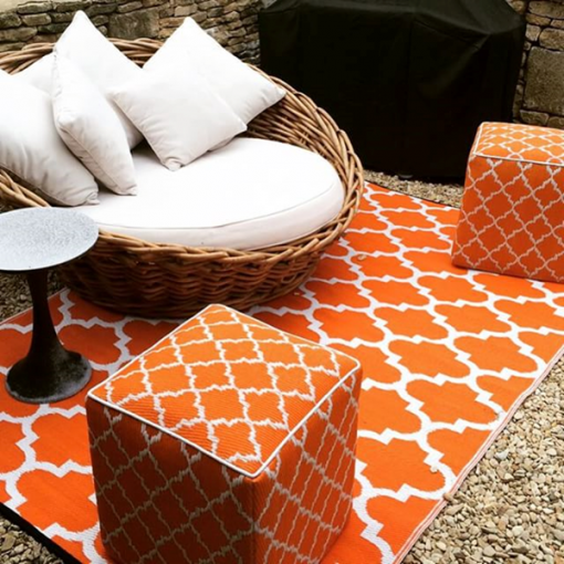 Fab Hab Tangier Outdoor Rug in Carrot & White